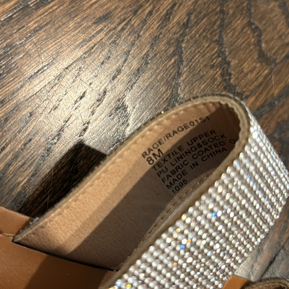 Steve Madden Rage Sandal Tan Sandals with Rhinestone Strap women’s 8 diamond - Picture 3 of 11